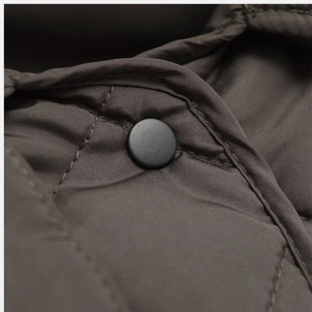 WW | Quilted Jacket Casual Fit Diamond Pattern Mid-length Shirt Collar