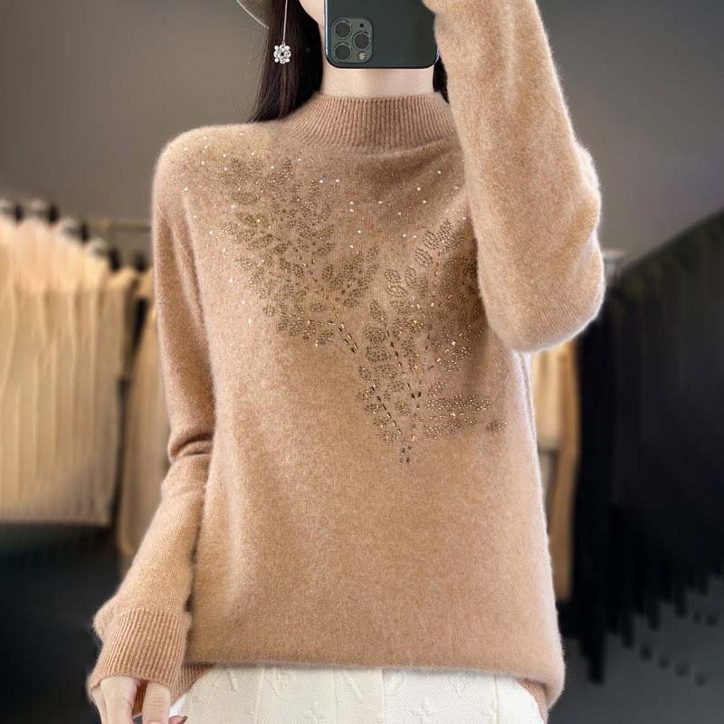 WW | Knitted Sweater with Pretty Leaf Pattern