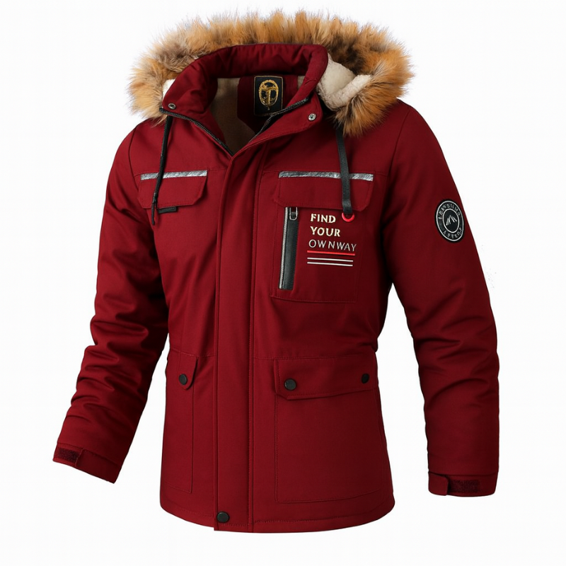 WW | Men's Winter Jacket with Adjustable Hood and Pocket Detail Design