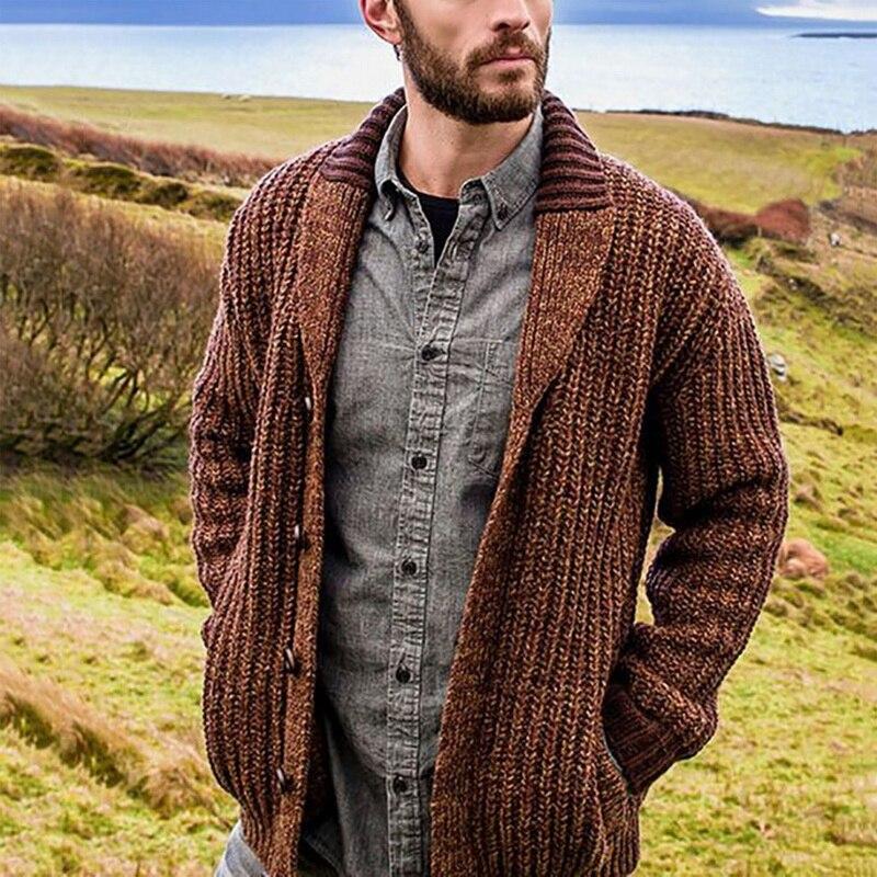 WW | Strickjacke Dicke Strickware Offene Front Gerippt Mit Schalkragen Bequeme Passform
