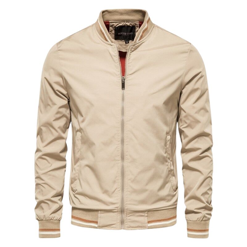 WW | Herren Winterjacke Mit Vorderem Reißverschluss Und Geripptem Saum