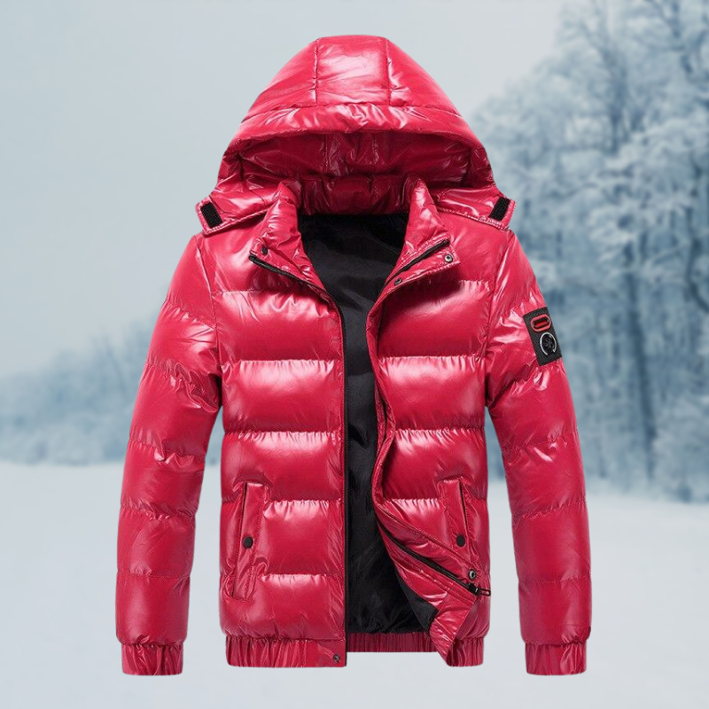 WW | Stylische Glänzende Pufferjacke mit Kapuze für Herren