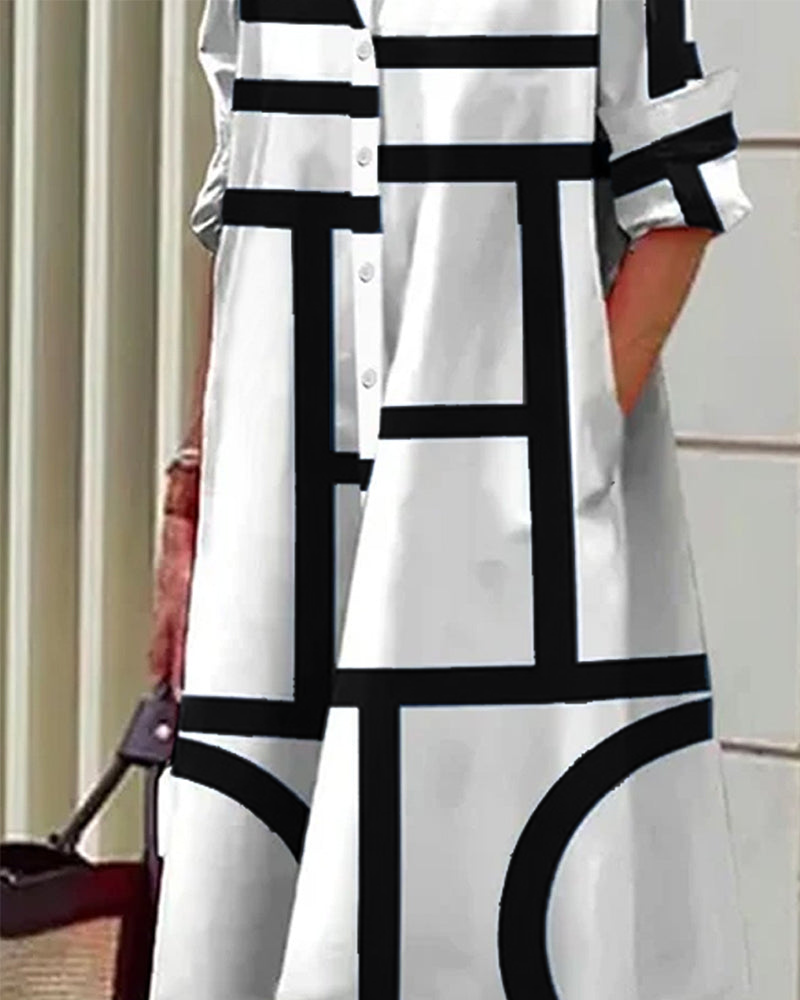 WW | Kleid mit Taschen und Geometrischem Druck