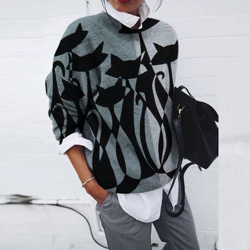 WW | Sweatshirt - Bequemer Schnitt - Grafikdruck - Langärmliger Rundhalsausschnitt