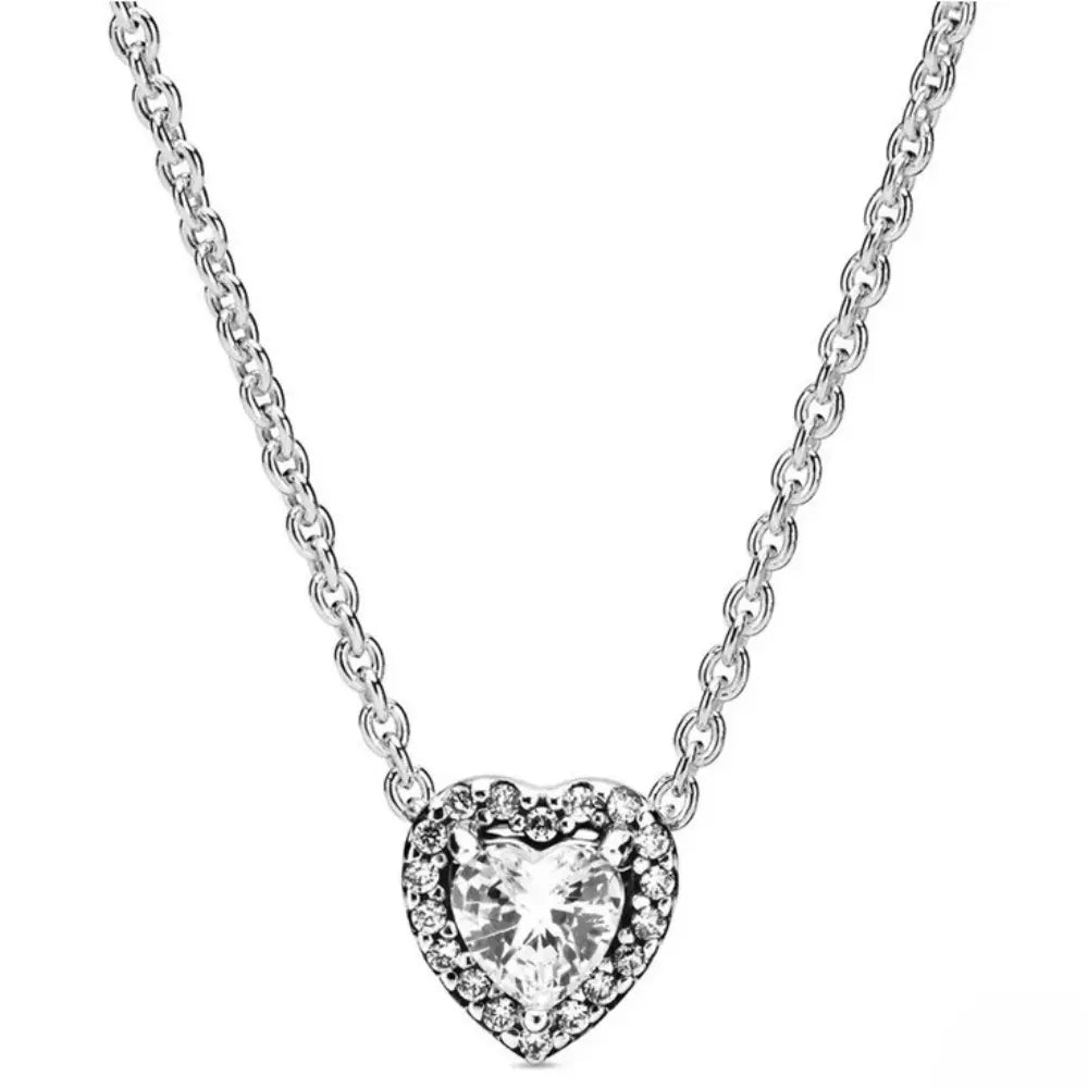 WW | Sterling Silver Dazzling Heart Shaped Pendant Necklace For Women
