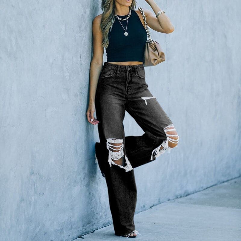 WW | Weite Beine Hohe Taille Eingetragener Trendy Fit