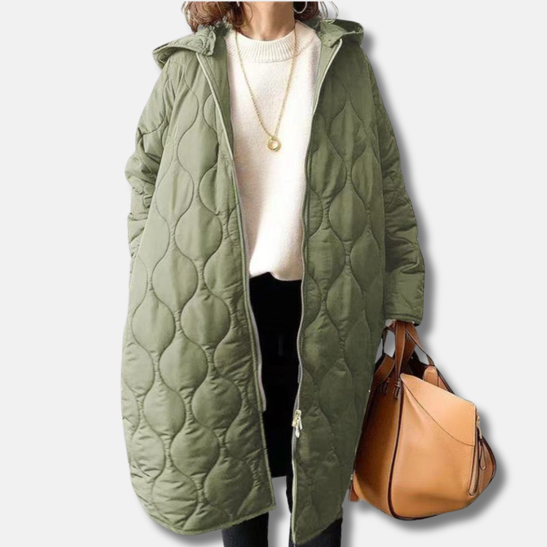 WW | Steppjacke Übergroß Fit Lange Länge Kapuze und Reißverschluss