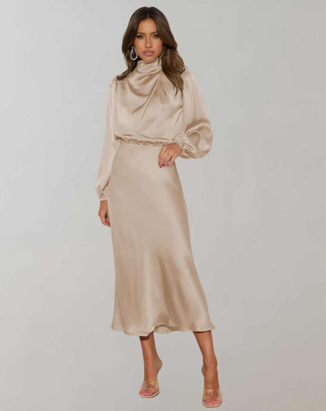 WW | Elegantes Abendkleid für Damen Lang Langärmelig