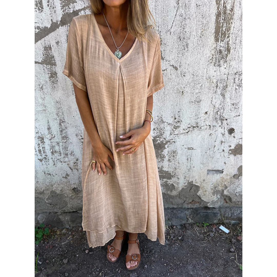 Linen Airy Loose Boho Summer Dress For Women