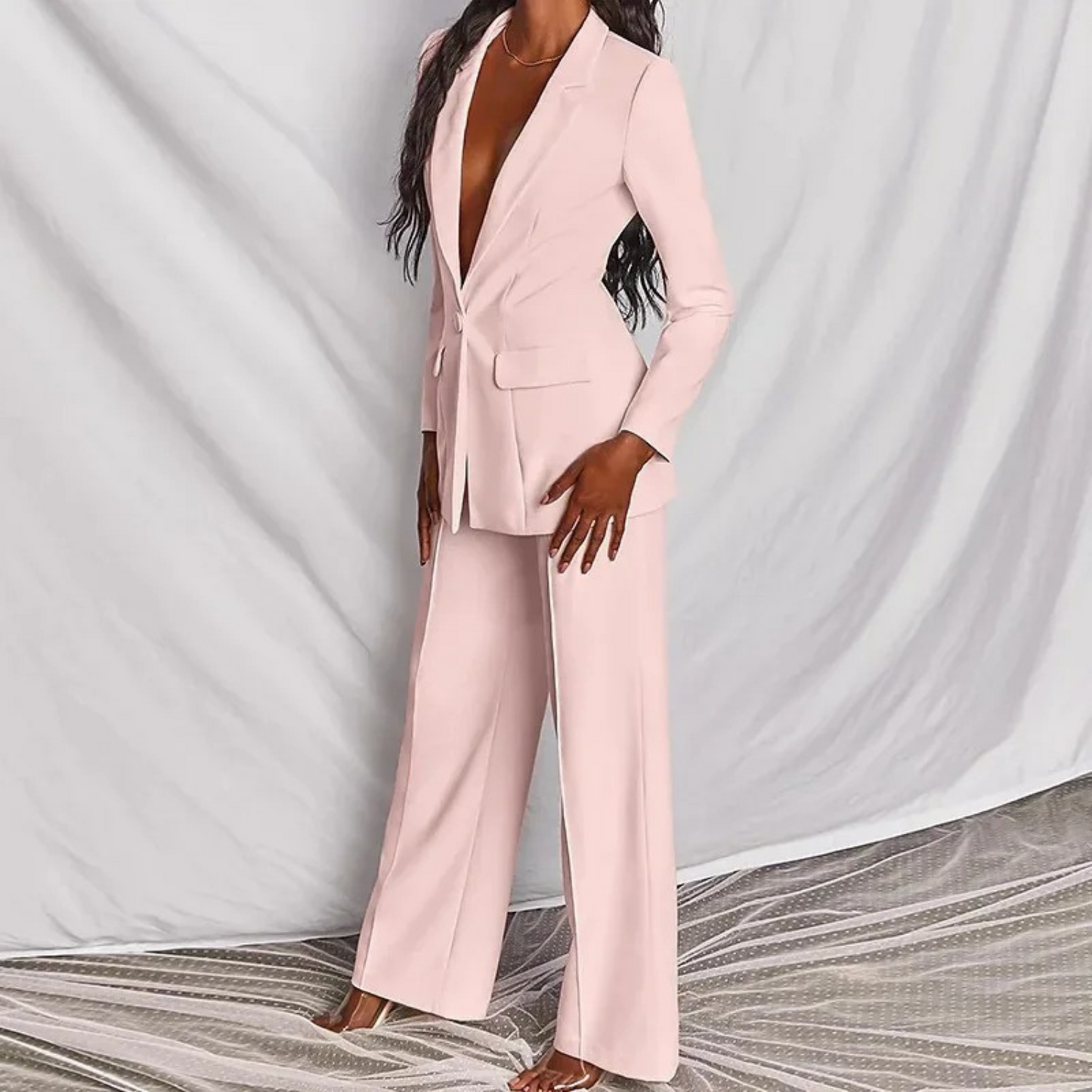 WW | langärmeliges blazer-hosen-set für frauen