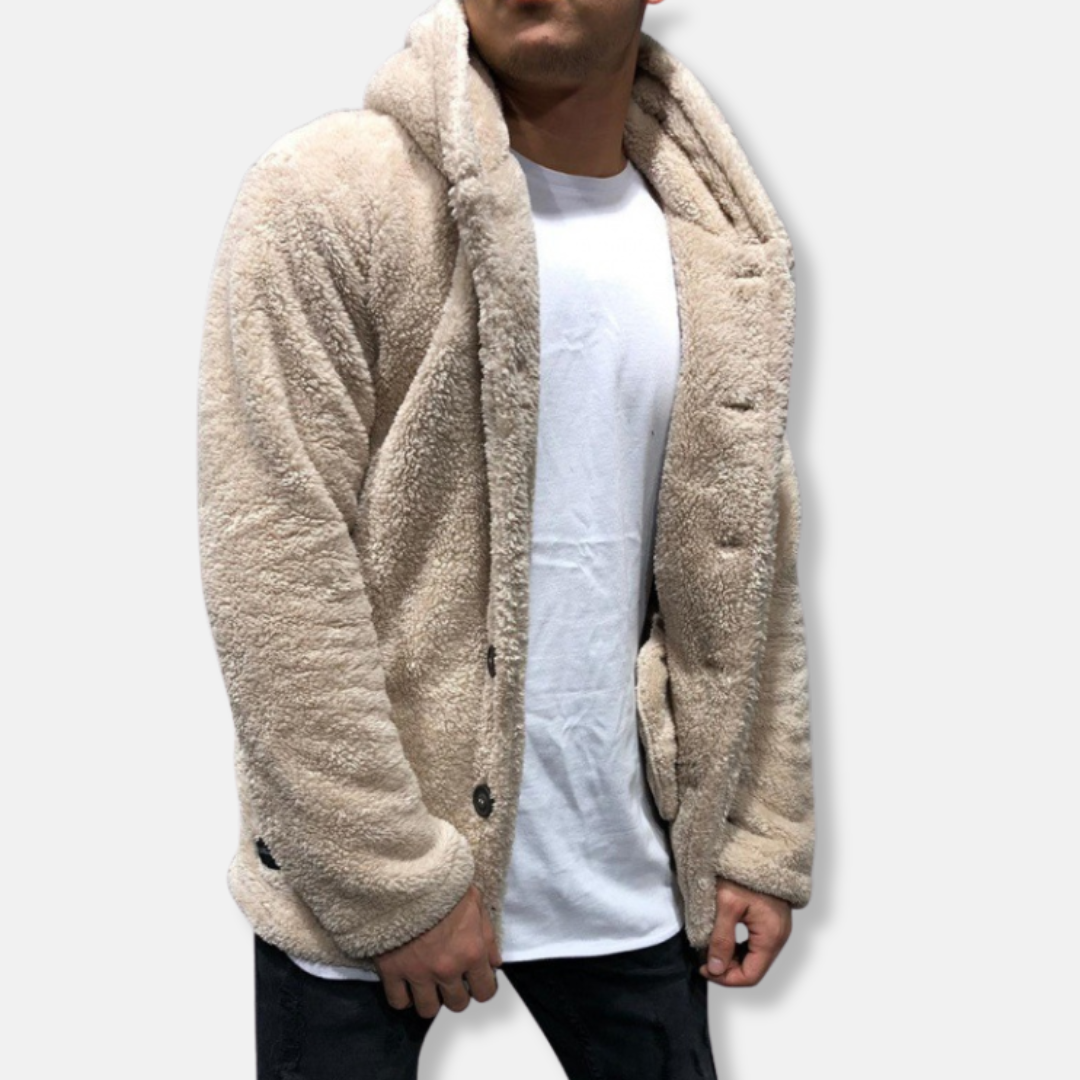 WW | Kapuze Fleece Lockere Passform Knopfverschluss Lässiger Stil