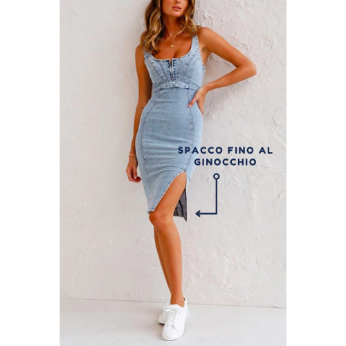WW | Denim Kleid mit Enganliegender Passform Die Ein Elegantes Aussehen Sicherstellt