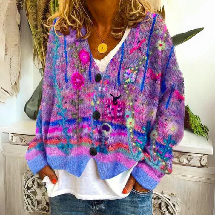 WW | Women's Cardigan with Flower Buttons
