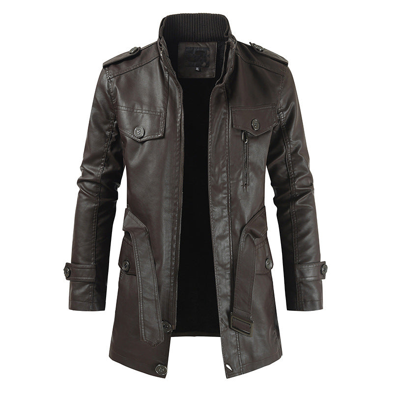 WW | Retro Leather Trench Coat for Men