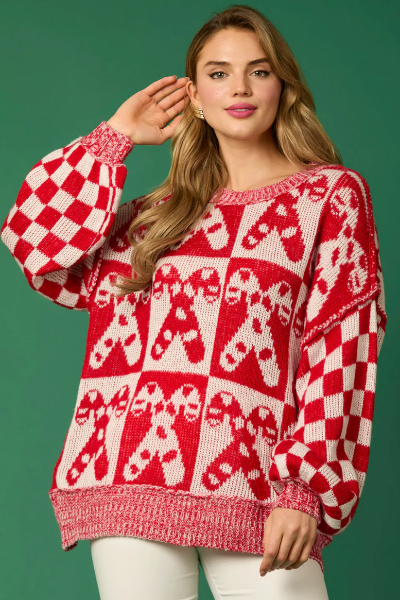 WW | Zuckerstangen-Weihnachtsnadeln & Lebkuchenmann Strickpullover