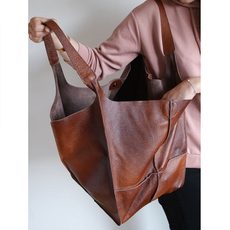 WW | Oversized Leather Shoulder Bag for Women