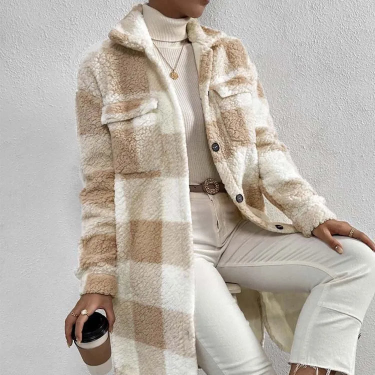 WW | Damen Oversized Teddy Jacke Gemütlicher Stil