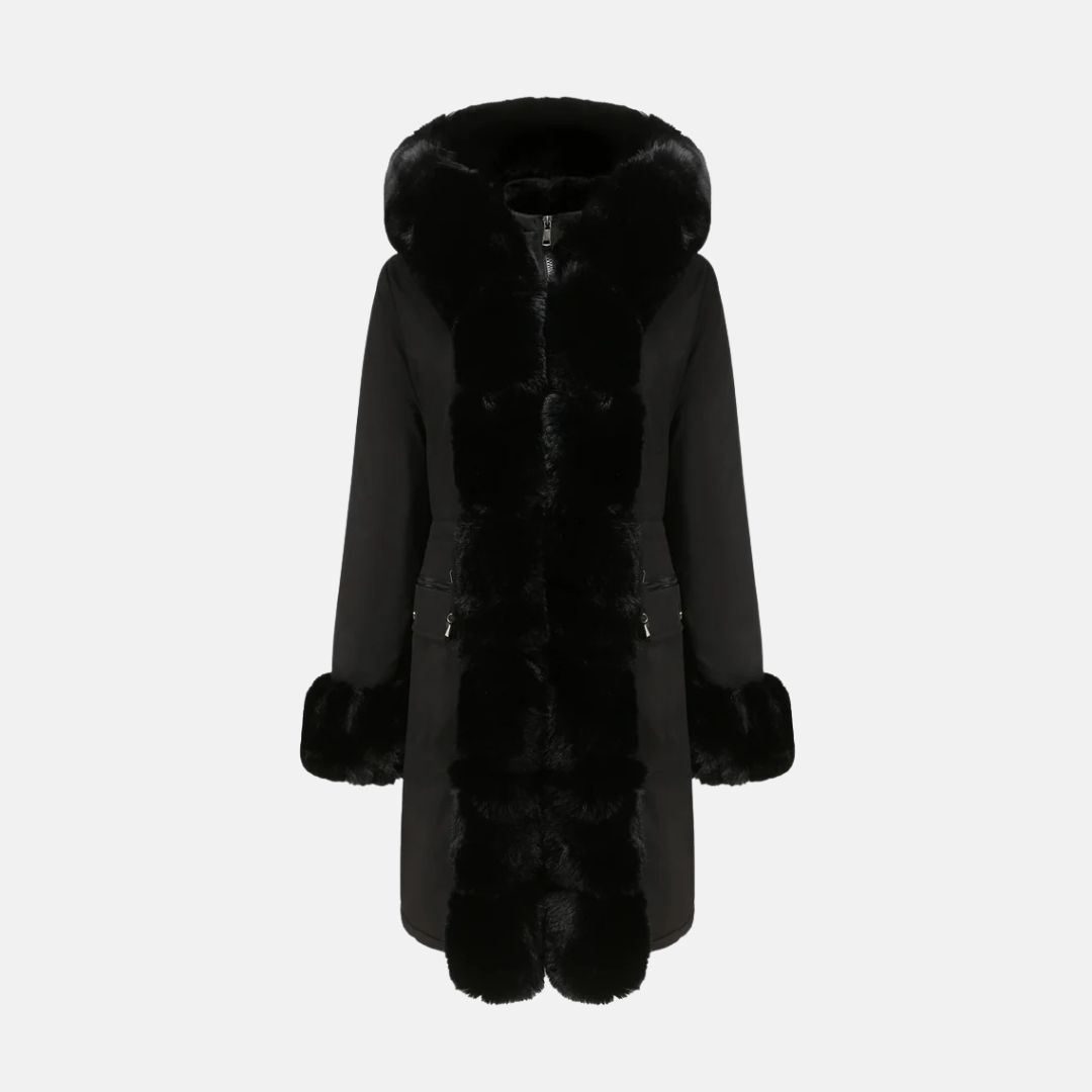 WW | Long Coat Normal Fit Water Repellent Faux Fur Hood and Sleeves