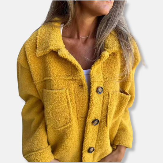 WW | Sherpa Jacke Weiche Flauschige Textur Lässige Passform Knopfverschluss Und Taschen