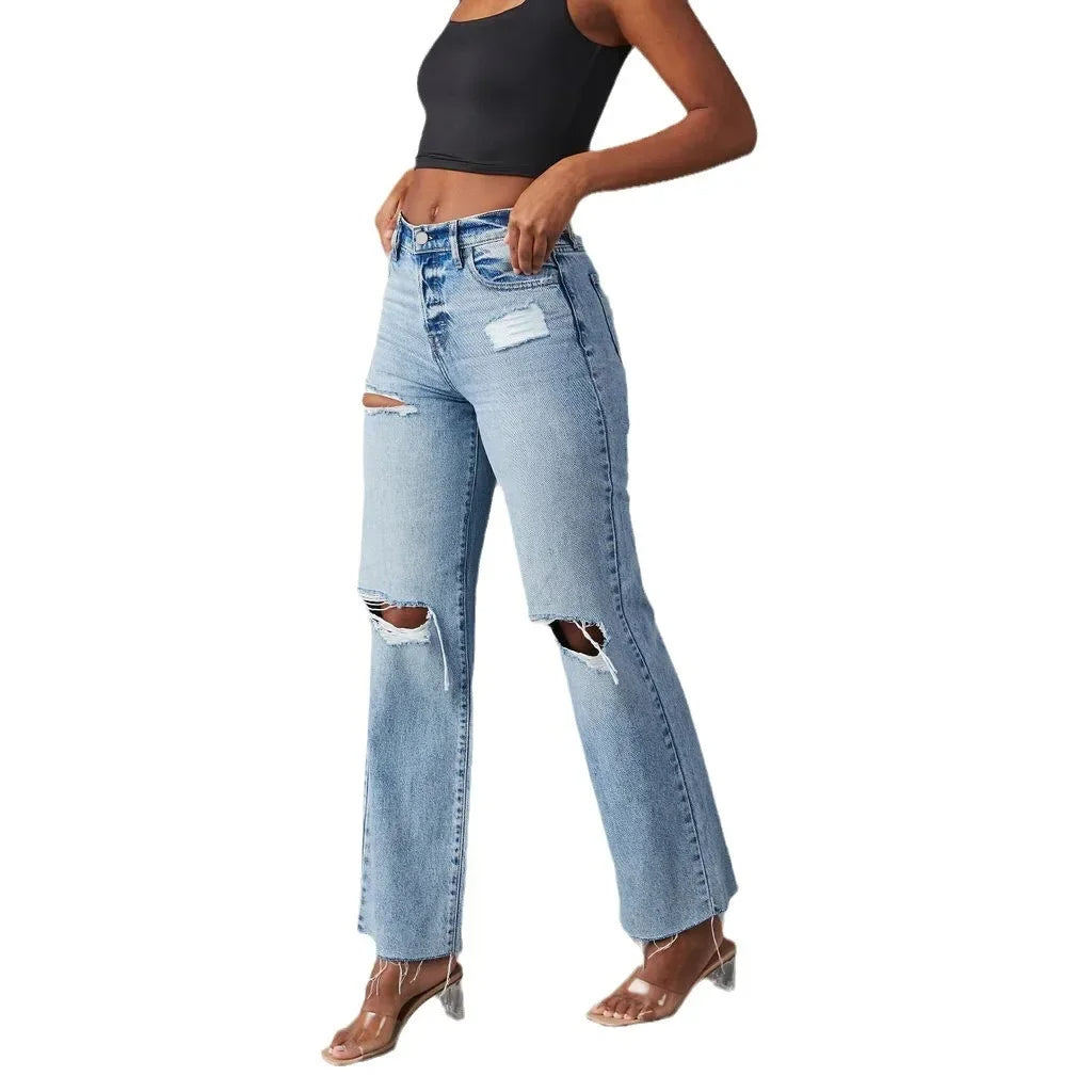 WW | Zerrissene Hellblau Jeans