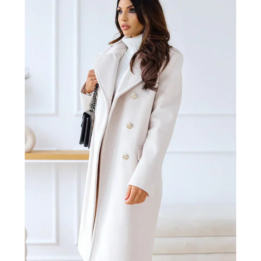 WW | Long Coat - Fitted - Double-Breasted - Wide Lapels