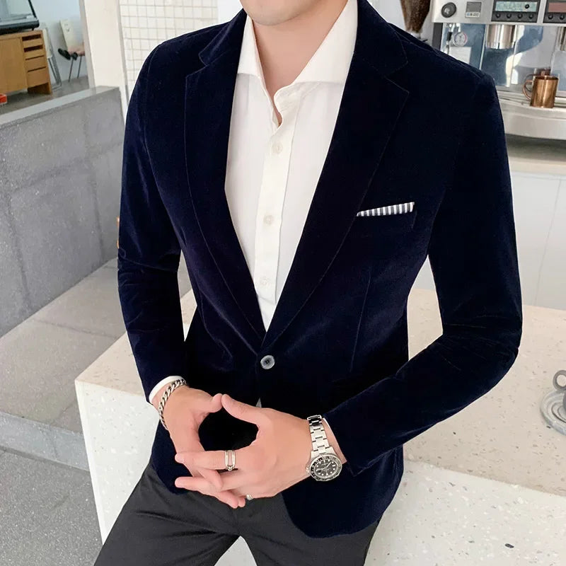 WW | Slim Fit Luxurious Velvet Single-Breasted Formal Cut
