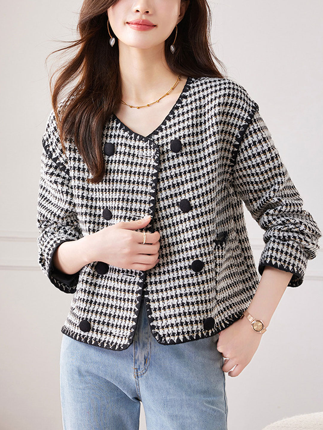 WW | Classic Round-Neck Tweed Jacket