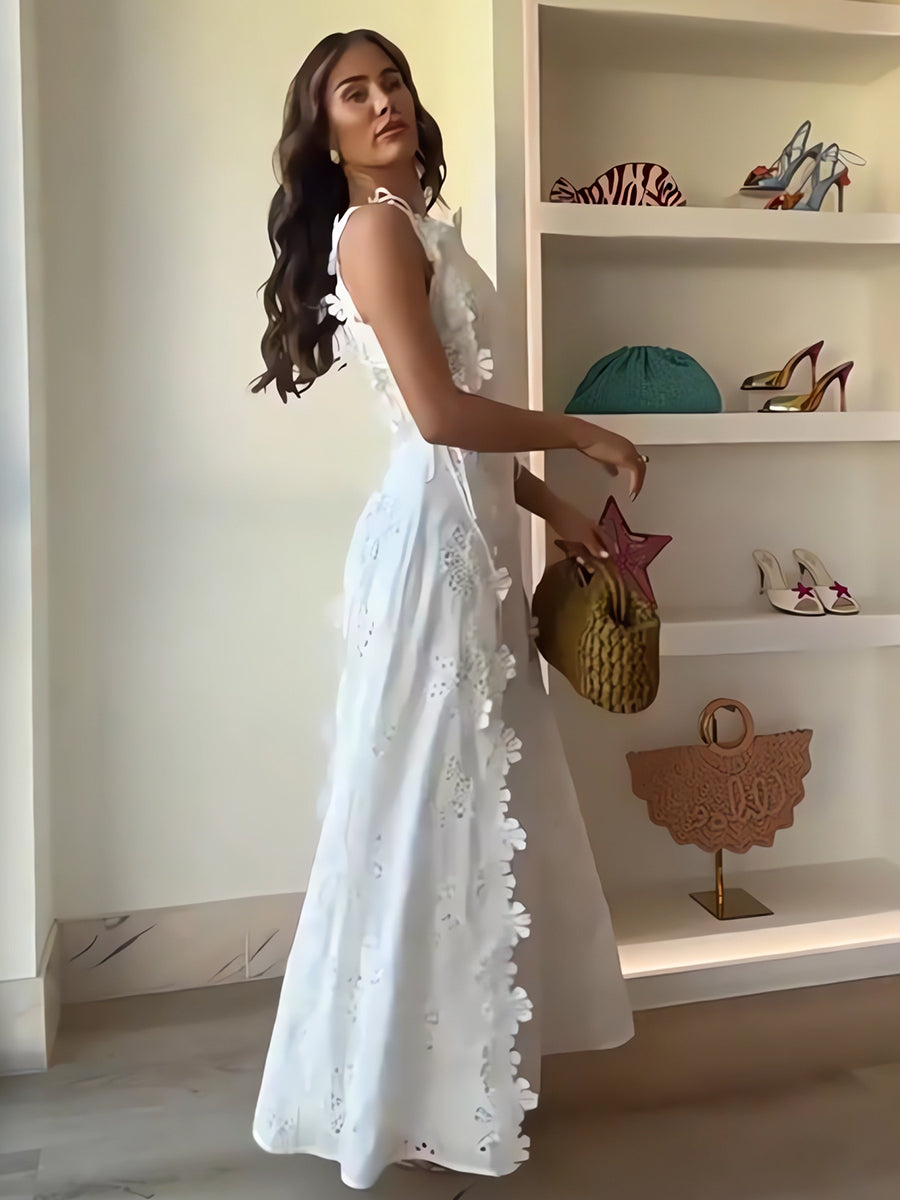 SYLARA™ | Dreamy Lace Shoulder Dress