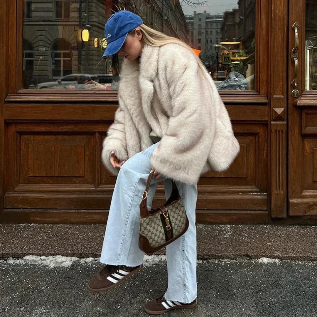 WW | Trendy Oversized Faux Fur Jacket For Women