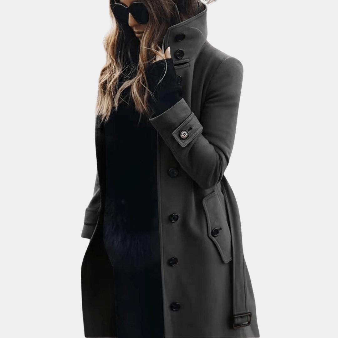 WW | Damen Hochkragen Chic Mantel Mit Gürtel