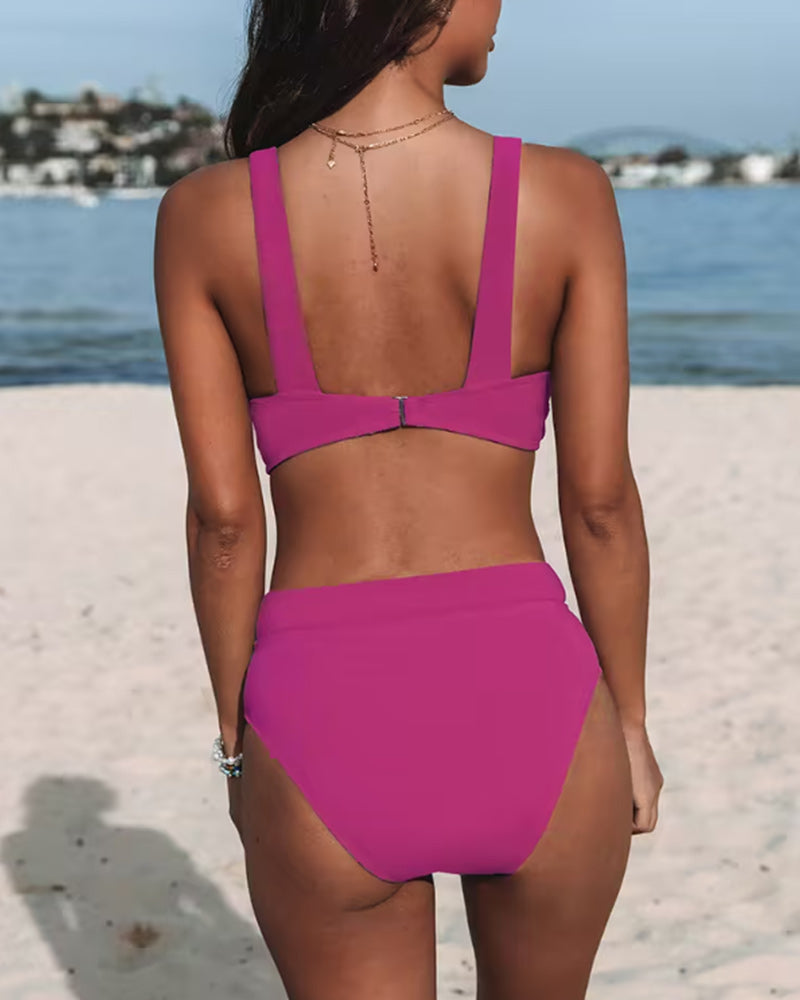 WW | Einfarbige Bikinis Mit Hohem Taille