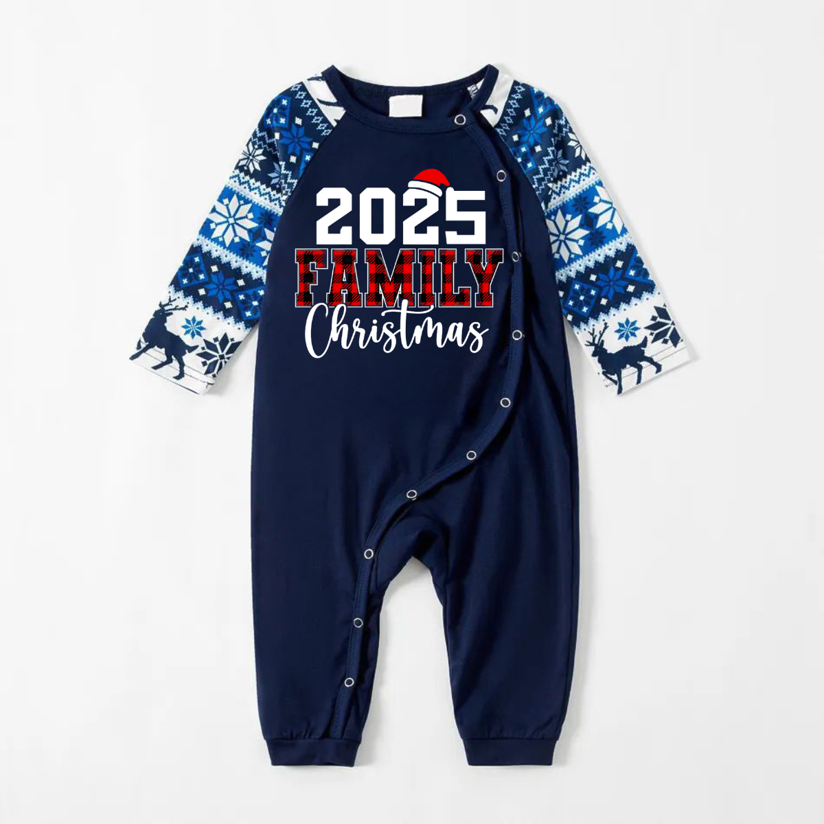 WW | 2025 Family Christmas Text Print Blue Family Christmas Matching Pajamas
