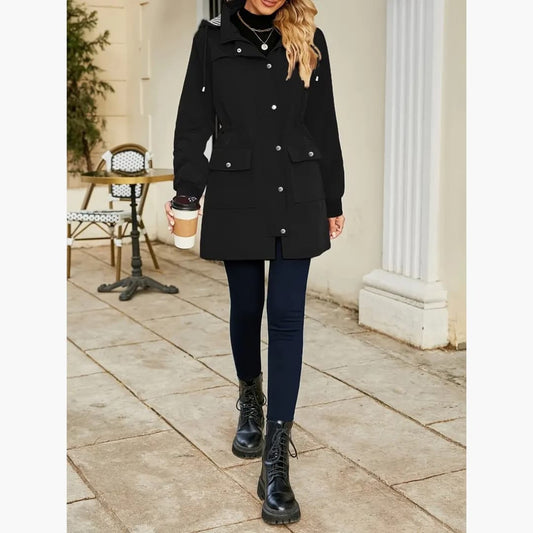 WW | Elegant Black Hooded Jacket for Women