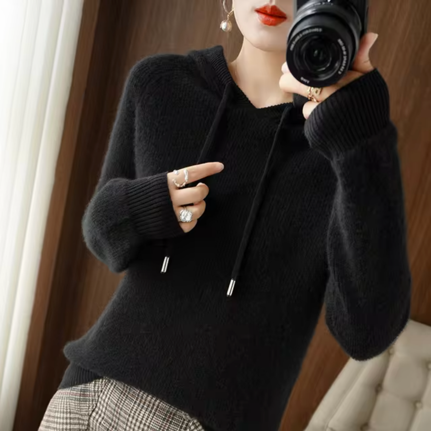 WW | Gestrickter Kapuzenpullover aus Kaschmirwolle