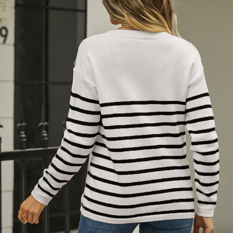 WW | Striped Knitted Sweater with Fine Pattern