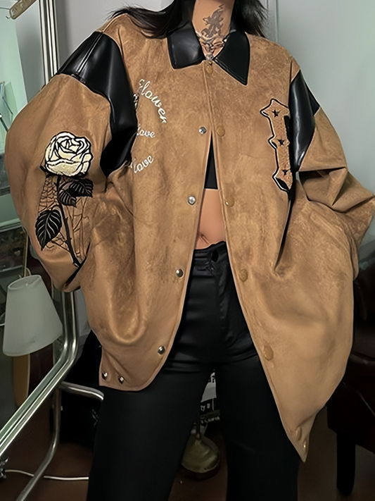WW | Brown Suede Jacket with Embroidery