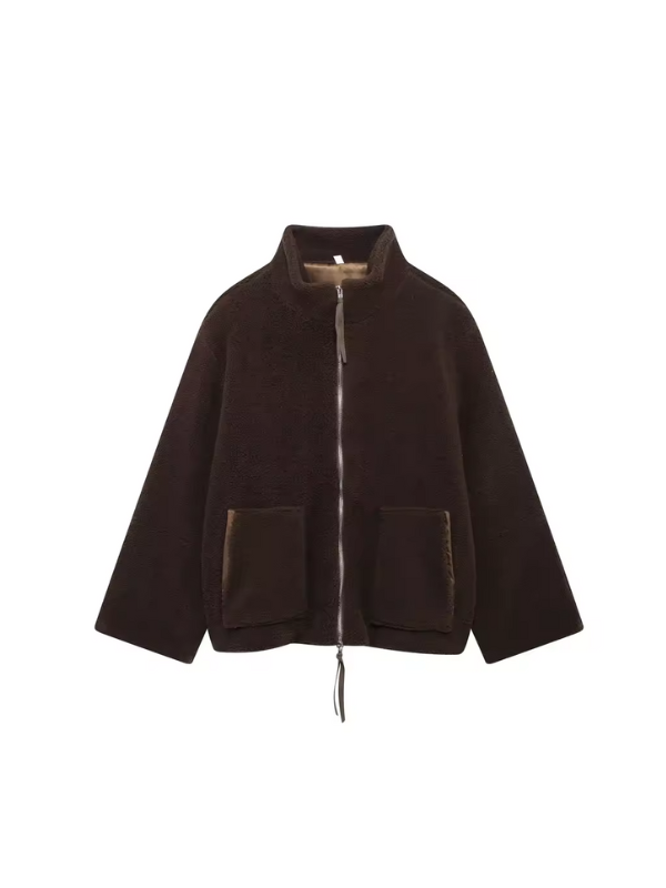WW | Oversized Zip-Up Winter Jacket with High Collar Design