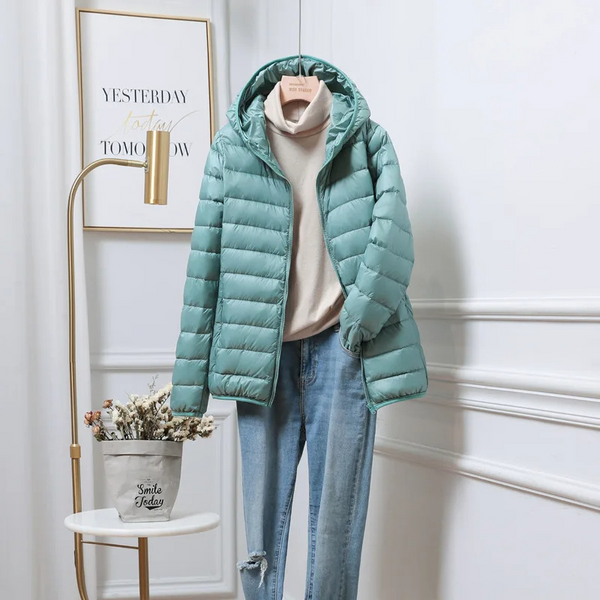 WW | Lightweight Puffer Jacket Hooded Zipper Casual Outerwear