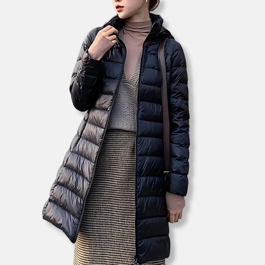WW | Pufferjacke Slim Model Glänzend Gesteppte mittellang mit Kapuze