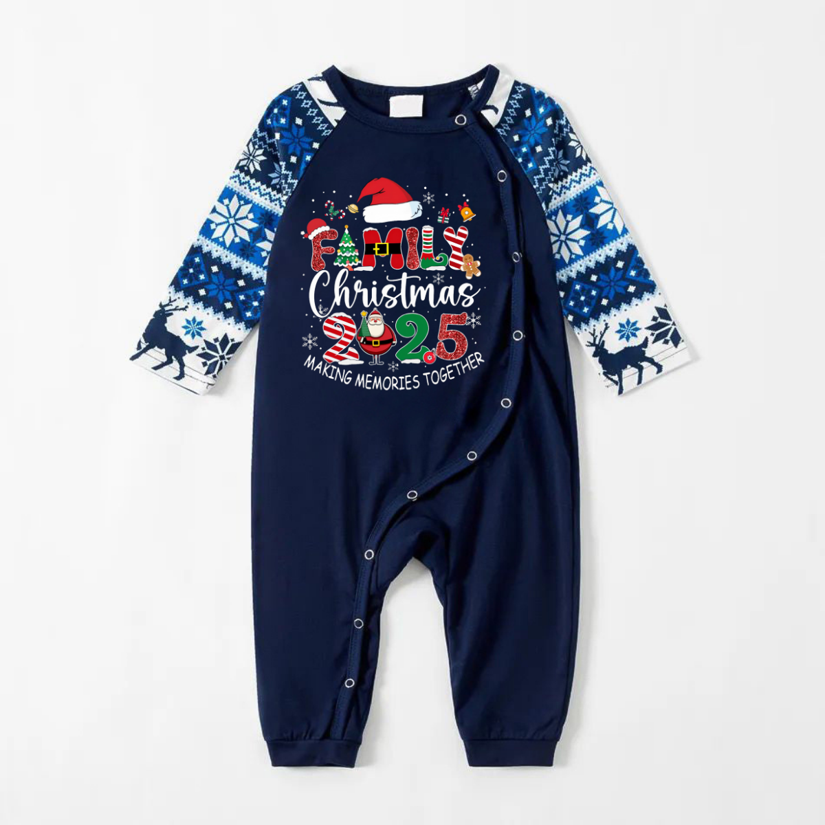WW | Rejoice Blue Christmas Pyjama Set with "Family Christmas 2025 Creating Memories Together" text print