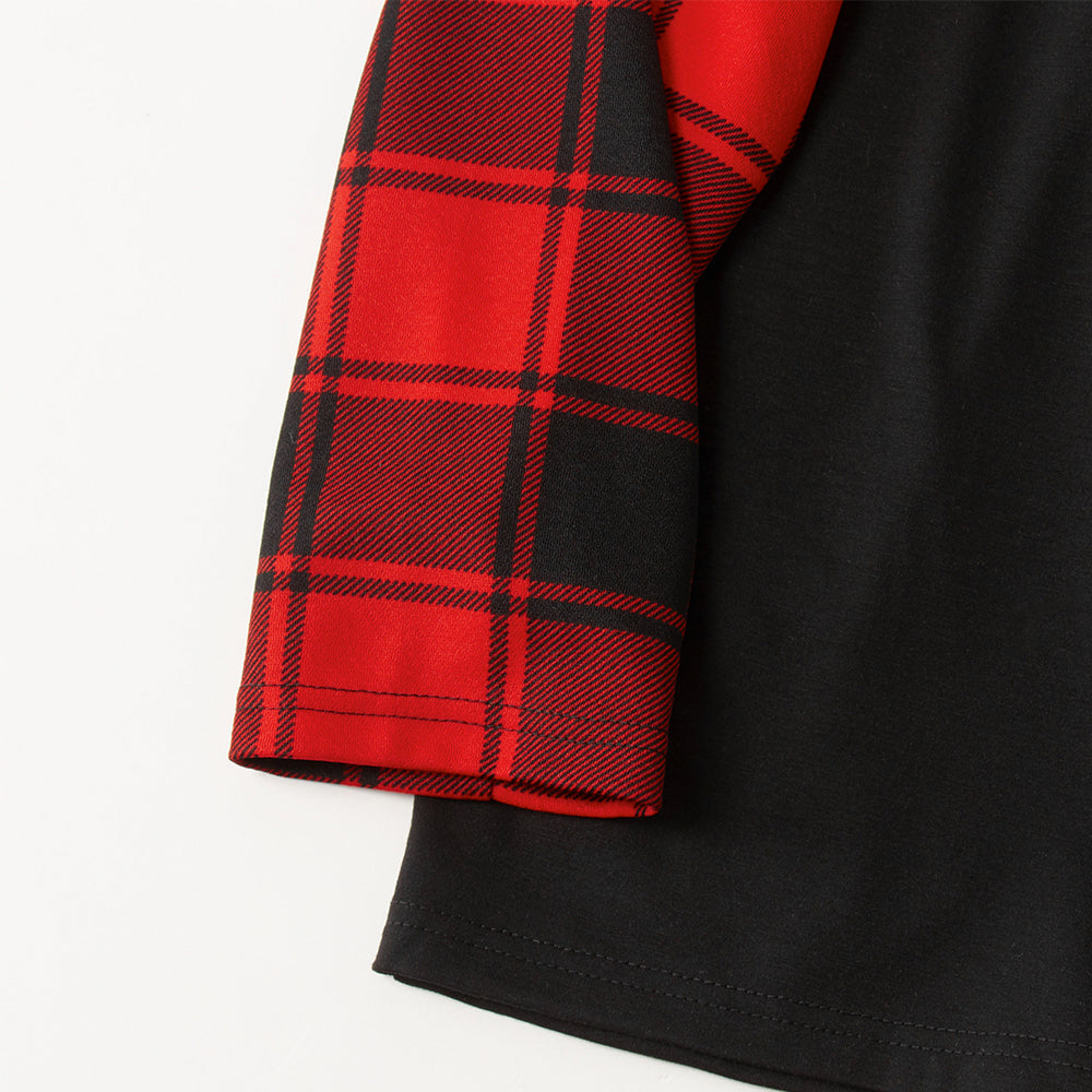 WW | Red and Black Plaid Christmas Pajama Sets with Snowman and Christmas Tree Print