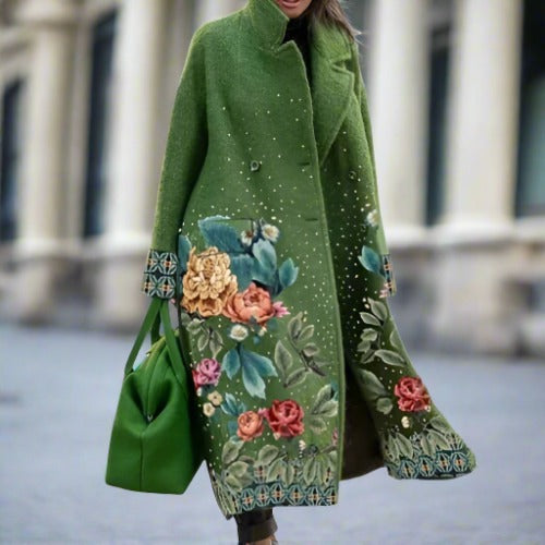 WW | Long coat with collar and multiple motifs