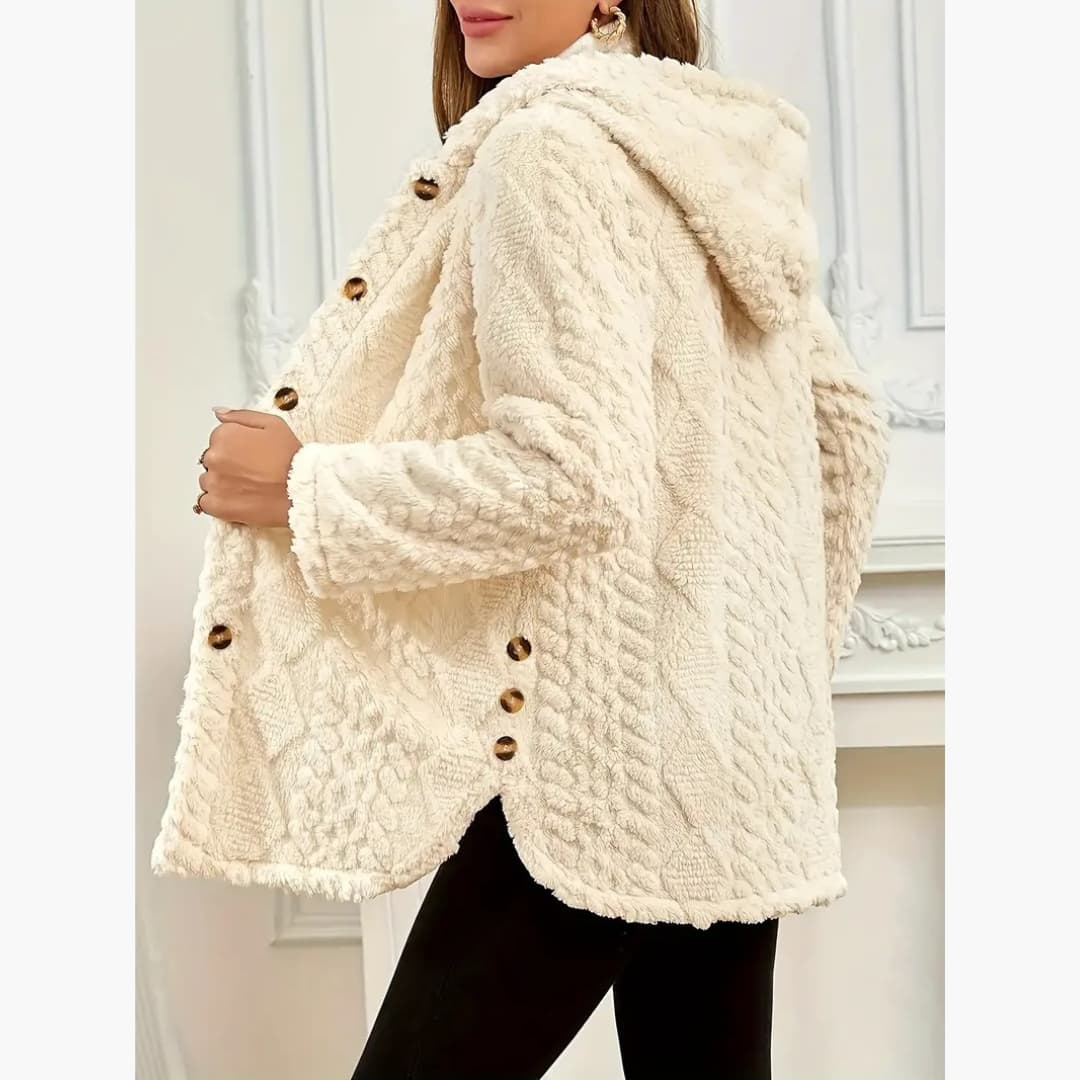 WW | Women's Cozy Hoodie with Teddy Pullover and Button Front