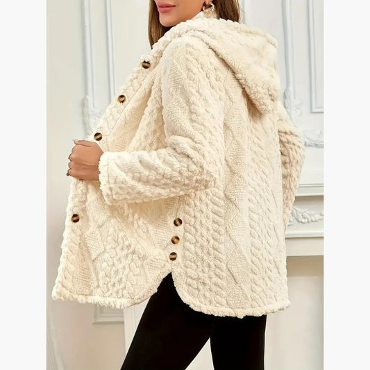 WW | Women's Cozy Hoodie with Teddy Pullover and Button Front