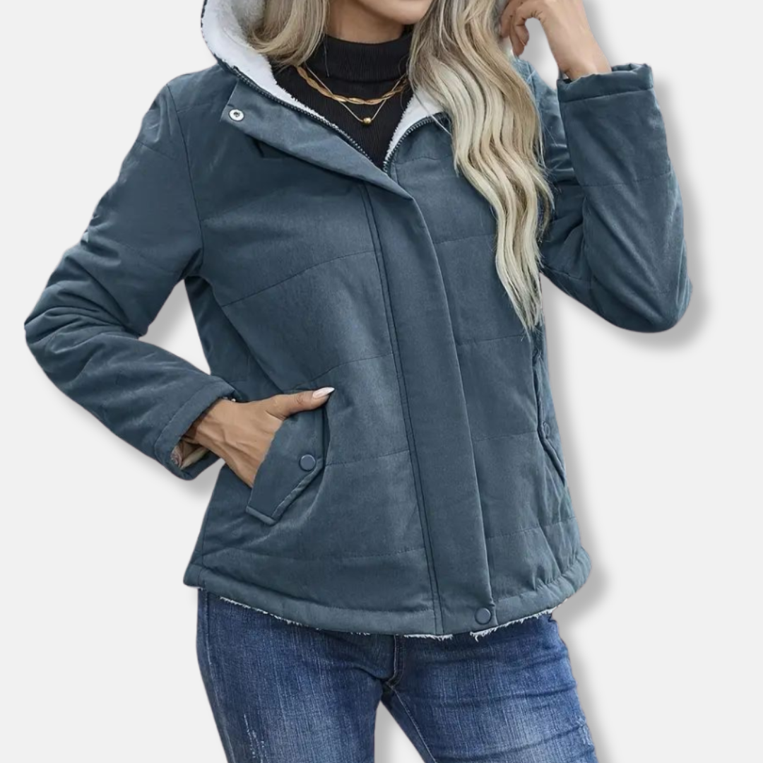 WW | Women's Short Jacket – Quilted Fabric – Fleece-Lined Hood – Casual Fit – Full Zip