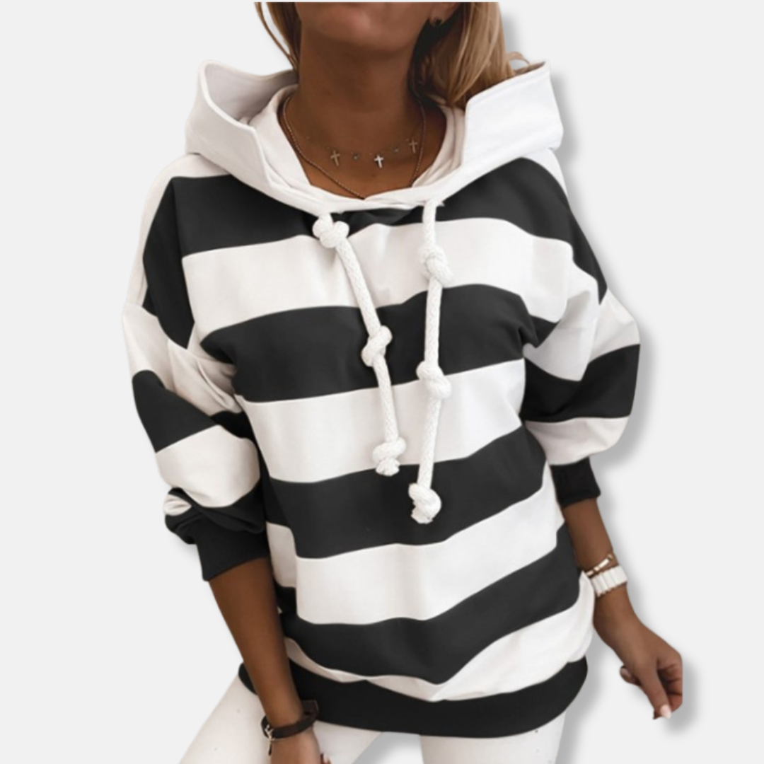 WW | Lockere Passform Hoodie - Gestreifter lässiger Hoodie