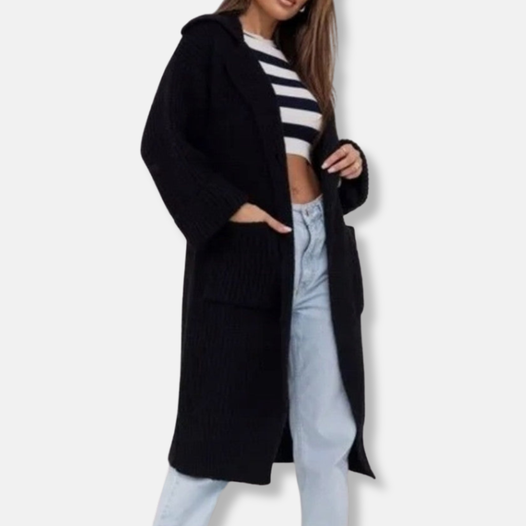 WW | Longline Cardigan - Oversized Fit - Hood - Ribbed Texture - Pockets