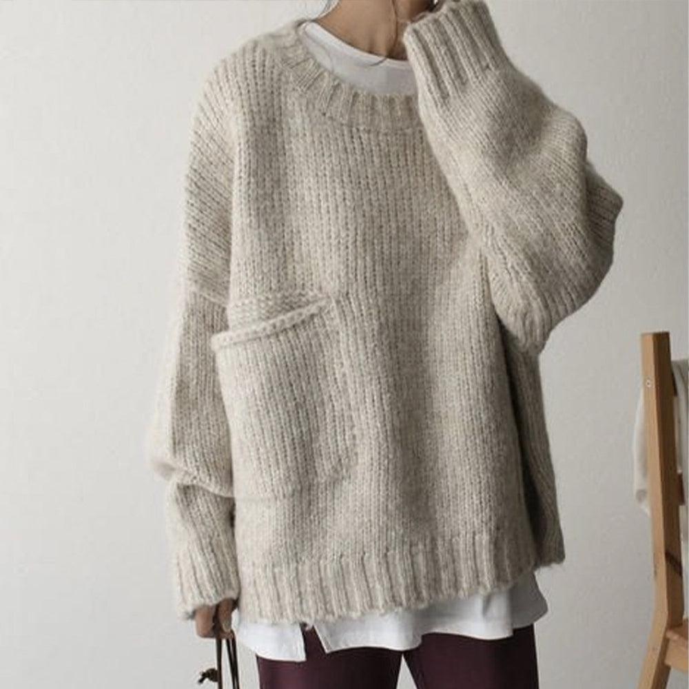 WW | Übergroßer Pullover mit Taschen und Komfort in Elfenbein