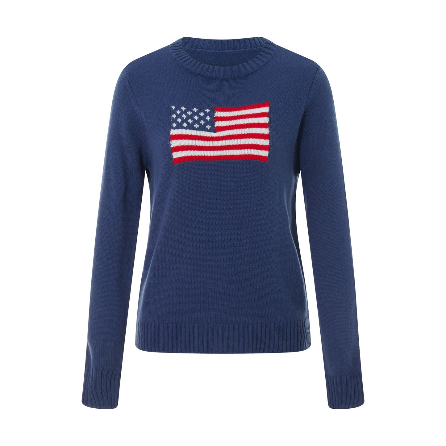 WW | Damen Pullover mit Flaggen-Motiv - Strick Sweater im Retro-Look für Herbst & Streetstyle