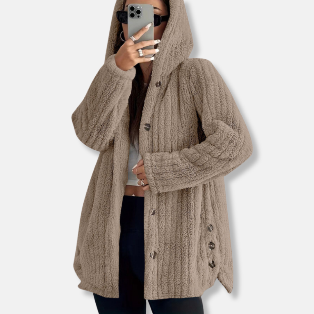 WW | Coat - Oversized fit - Hood - Soft texture - Button fastening - Mid-length